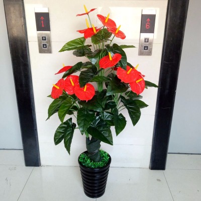 假花树红掌招财花树仿真植物落地套装大型客厅盆景塑料花装饰盆栽