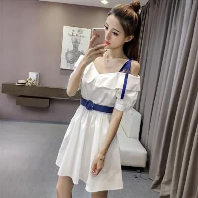 一字肩连衣裙2018夏季新款女初恋裙子ins超火的sukol少女小清新