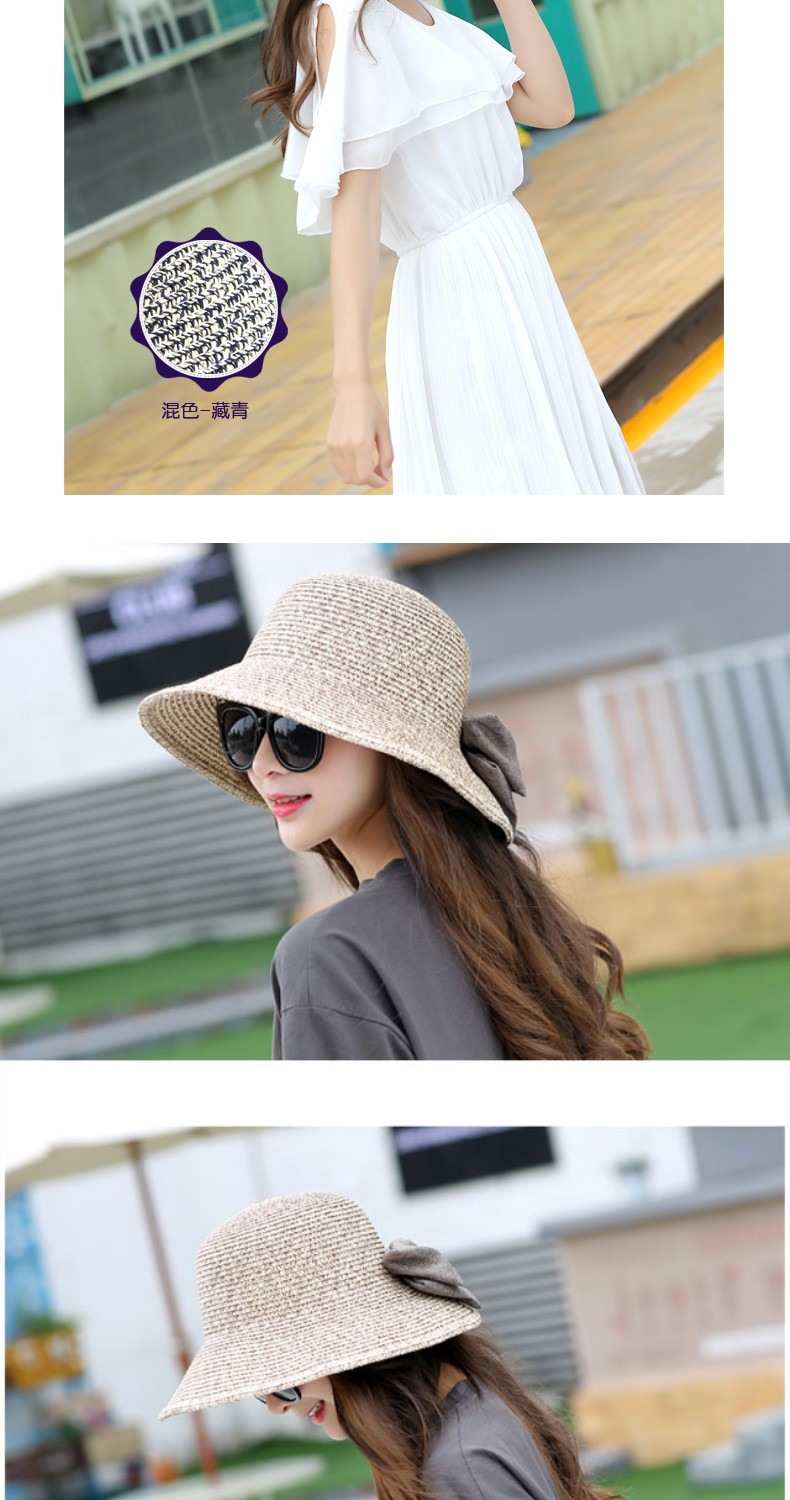 卡帝乐帽子女韩版时尚蝴蝶结沙滩帽子可折叠盆帽夏天防晒遮阳草帽