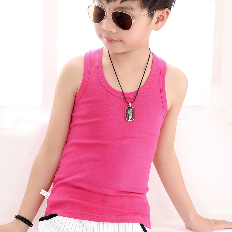 儿童纯棉背心男孩夏季工字背心中大童春秋无袖打底背心男童背心
