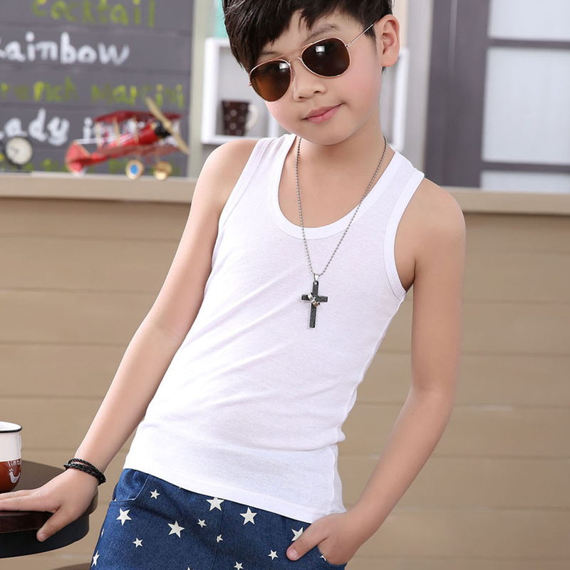 儿童纯棉背心男孩夏季工字背心中大童春秋无袖打底背心男童背心