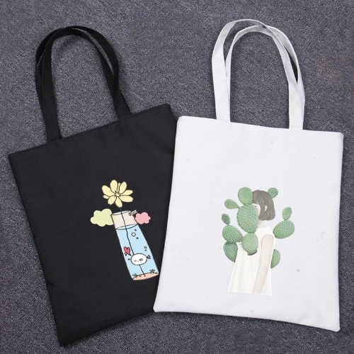 Korean fashion small fresh hand-held single shoulder canvas bag female literature and art simple cloth bag student schoolbag shopping bag summer