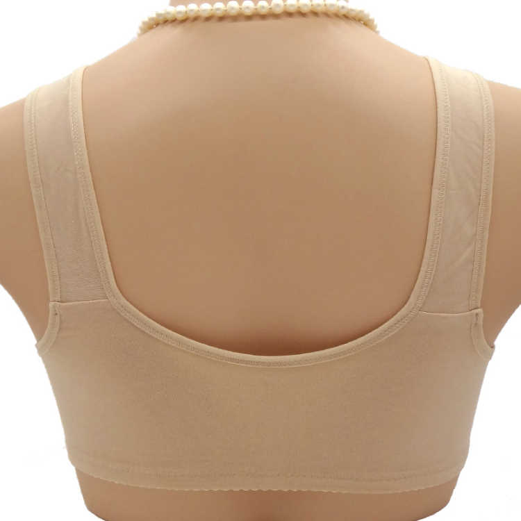 Middle-aged and elderly underwear women's cotton vest front buckle no steel ring thin section no sponge middle-aged square dance bra bra