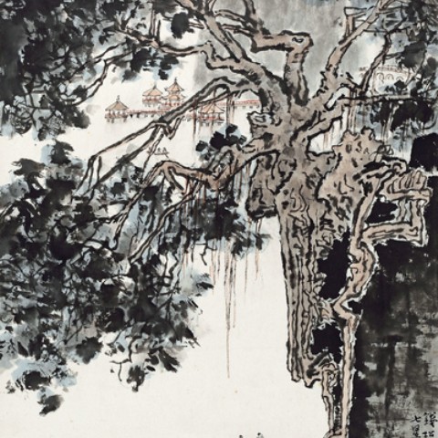钱松嵒 七星岩 _0001 40x63厘米 中国画 保真大师手工字画全手工